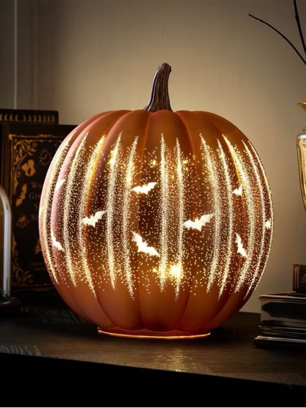 Pre-Lit Rotating Shimmer Pumpkin Orange